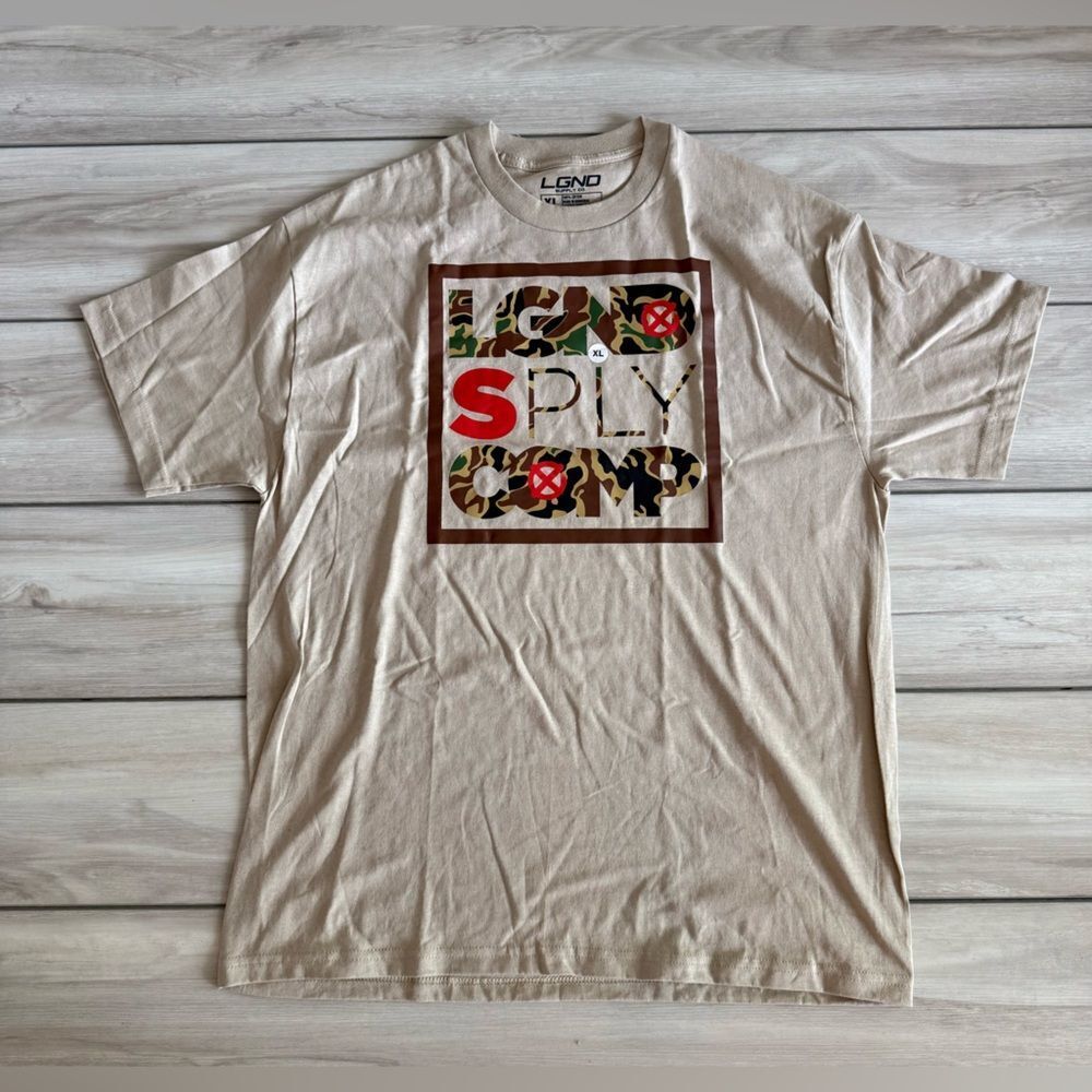 LGND Supply Co Camo Letter Tee Beige XL NWT